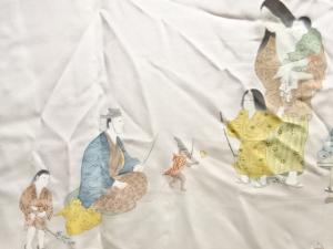 アンティーク　猿回し模様肩裏道行コート